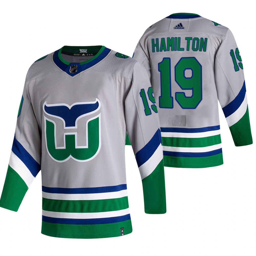 2021 Adidias Carolina Hurricanes #19 Dougie Hamilton Grey Men Reverse Retro Alternate NHL Jersey